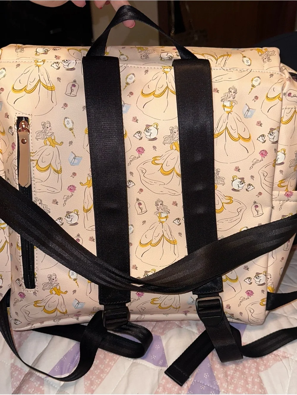 Belle Patterned Diaper Bag - Pink & Gold Accent